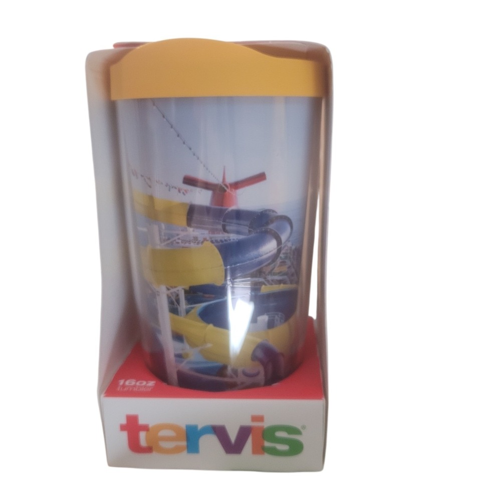 Carnival Cruise Lines 16 oz Plastic Tervis Tumbler Cup Water Slides Display New!